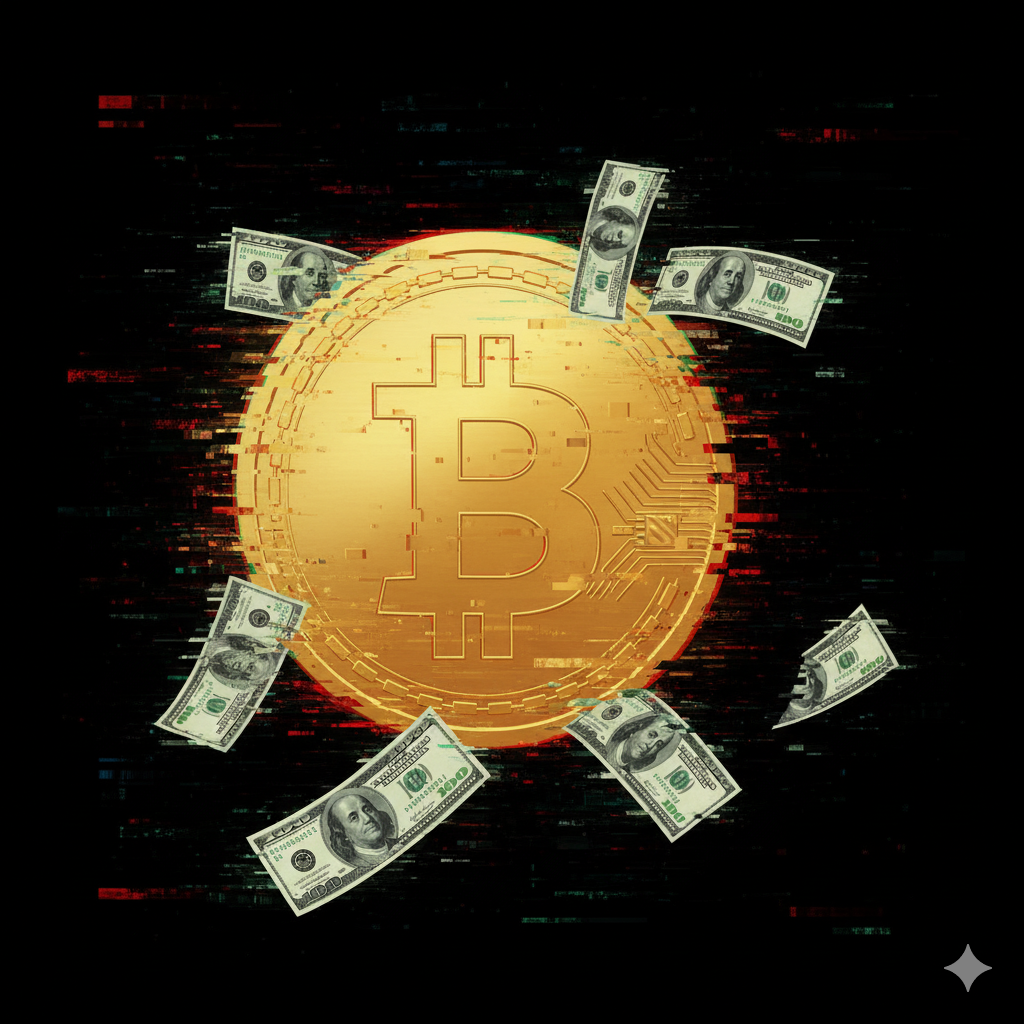 Golden token with cash representing model earnings